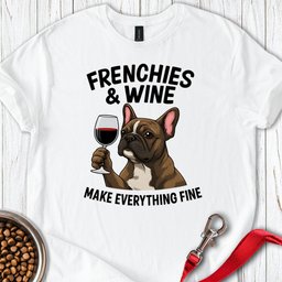 Frenchies And Wine T Shirt Gift For Dog Lover