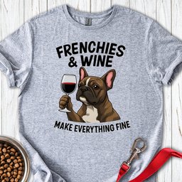 Frenchies And Wine T Shirt Gift For Dog Lover