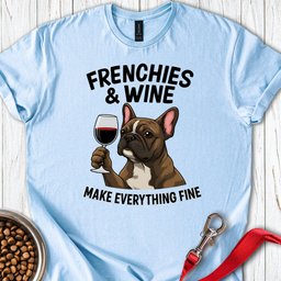 Frenchies And Wine T Shirt Gift For Dog Lover