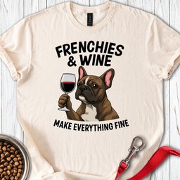 Frenchies And Wine T Shirt Gift For Dog Lover