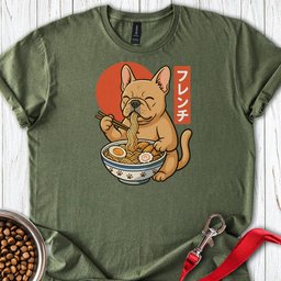 Fawn Frenchie Eating Ramen T Shirt Gift For Dog Lover