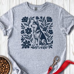 Husky Linocut T Shirt Gift For Dog Lover