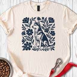 Husky Linocut T Shirt Gift For Dog Lover