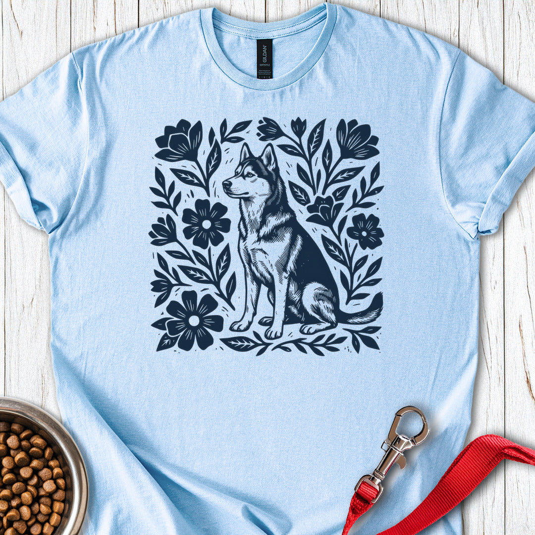Husky Linocut T Shirt Gift For Dog Lover