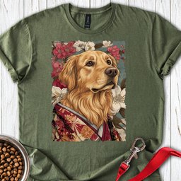 Golden Retriever Japanese Art T Shirt Gift For Dog Lover