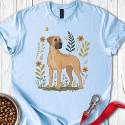 Fawn Great Dane Flowers T Shirt Gift For Dog Lover