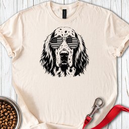 English Setter Flag Shades T Shirt Gift For Dog Lover