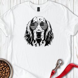 English Setter Flag Shades T Shirt Gift For Dog Lover