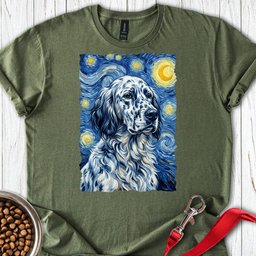 English Setter Van Gogh T Shirt Gift For Dog Lover