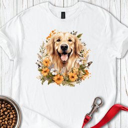 Golden Retriever Flower Watercolor T Shirt Gift For Dog Lover