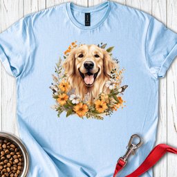 Golden Retriever Flower Watercolor T Shirt Gift For Dog Lover