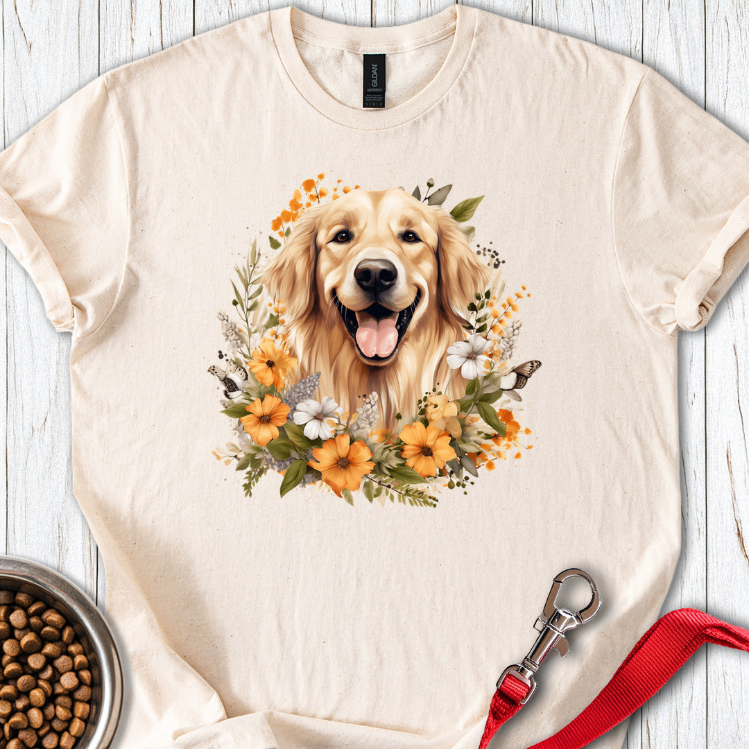 Golden Retriever Flower Watercolor T Shirt Gift For Dog Lover