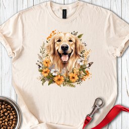 Golden Retriever Flower Watercolor T Shirt Gift For Dog Lover