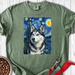 Husky Portrait Van Gogh Premium Tee Gift For Dog Lover