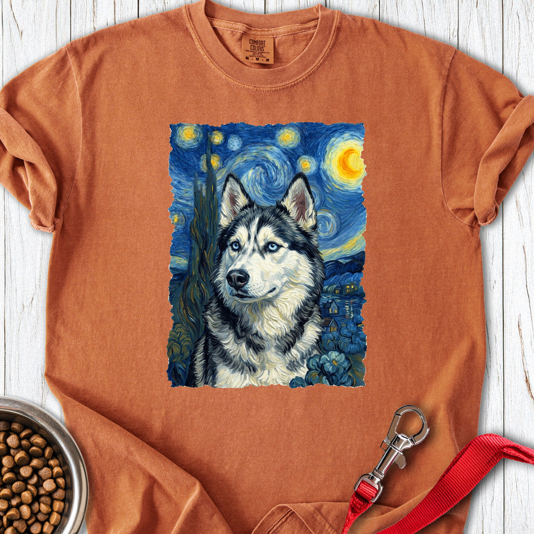 Husky Portrait Van Gogh Premium Tee Gift For Dog Lover