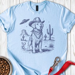 Golden Retriever Cowboy Ufo T Shirt Gift For Dog Lover