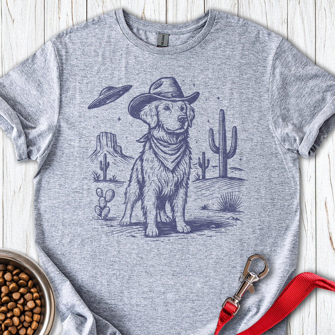 Golden Retriever Cowboy Ufo T Shirt Gift For Dog Lover