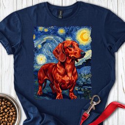 Dachshund Van Gogh Red T Shirt Gift For Dog Lover