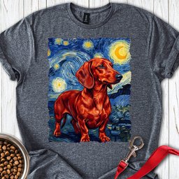 Dachshund Van Gogh Red T Shirt Gift For Dog Lover