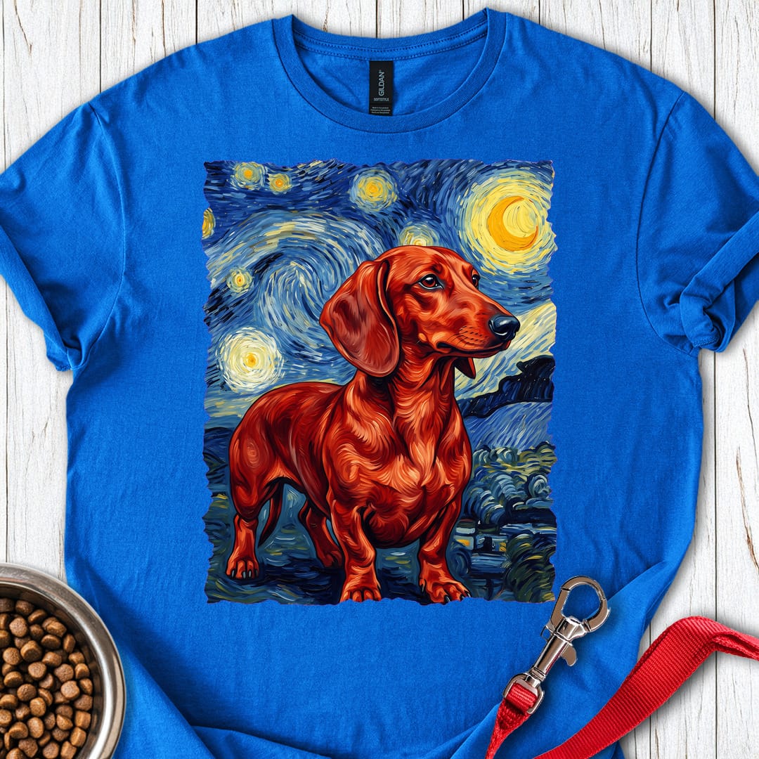 Dachshund Van Gogh Red T Shirt Gift For Dog Lover