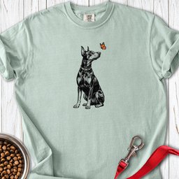 Doberman Butterfly Premium Tee Gift For Dog Lover