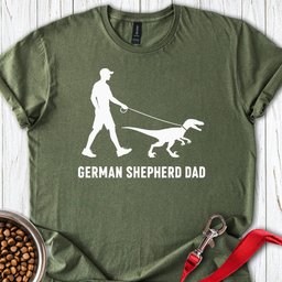 German Shepherd Dad Velociraptor T Shirt Gift For Dad
