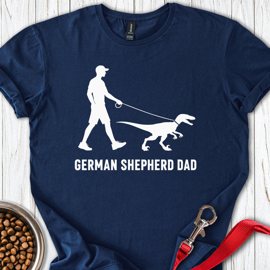 German Shepherd Dad Velociraptor T Shirt Gift For Dad