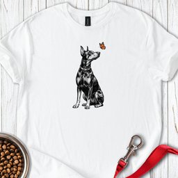 Doberman Butterfly T Shirt Gift For Dog Lover