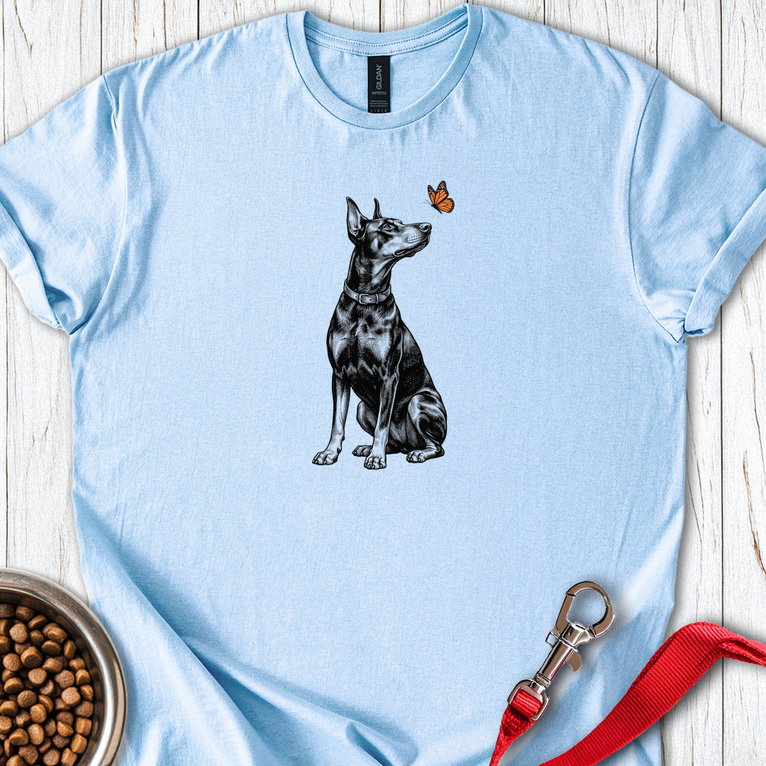 Doberman Butterfly T Shirt Gift For Dog Lover