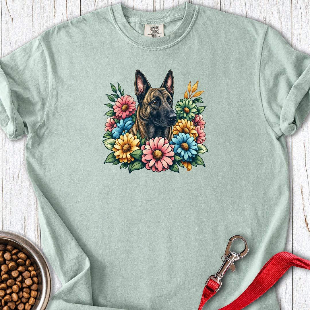 Dutch Shepherd Floral Premium Tee Gift For Dog Lover