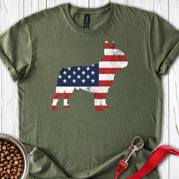 French Bulldog Silhouette USA T Shirt Gift For Dog Lover