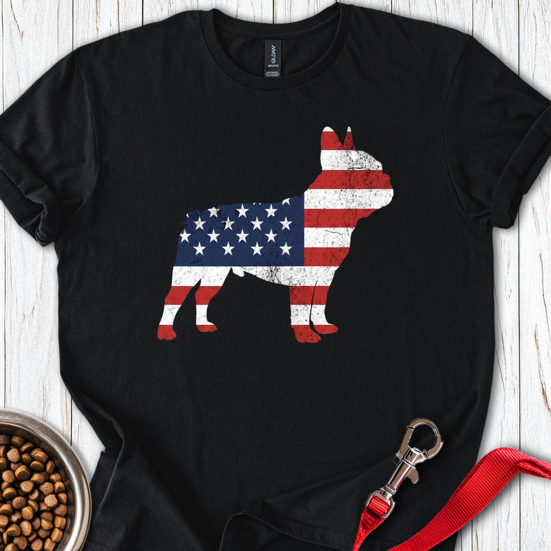 French Bulldog Silhouette USA T Shirt Gift For Dog Lover