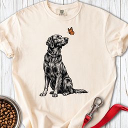 Flat Coated Retriever Butterfly Premium Tee Gift For Dog Lover
