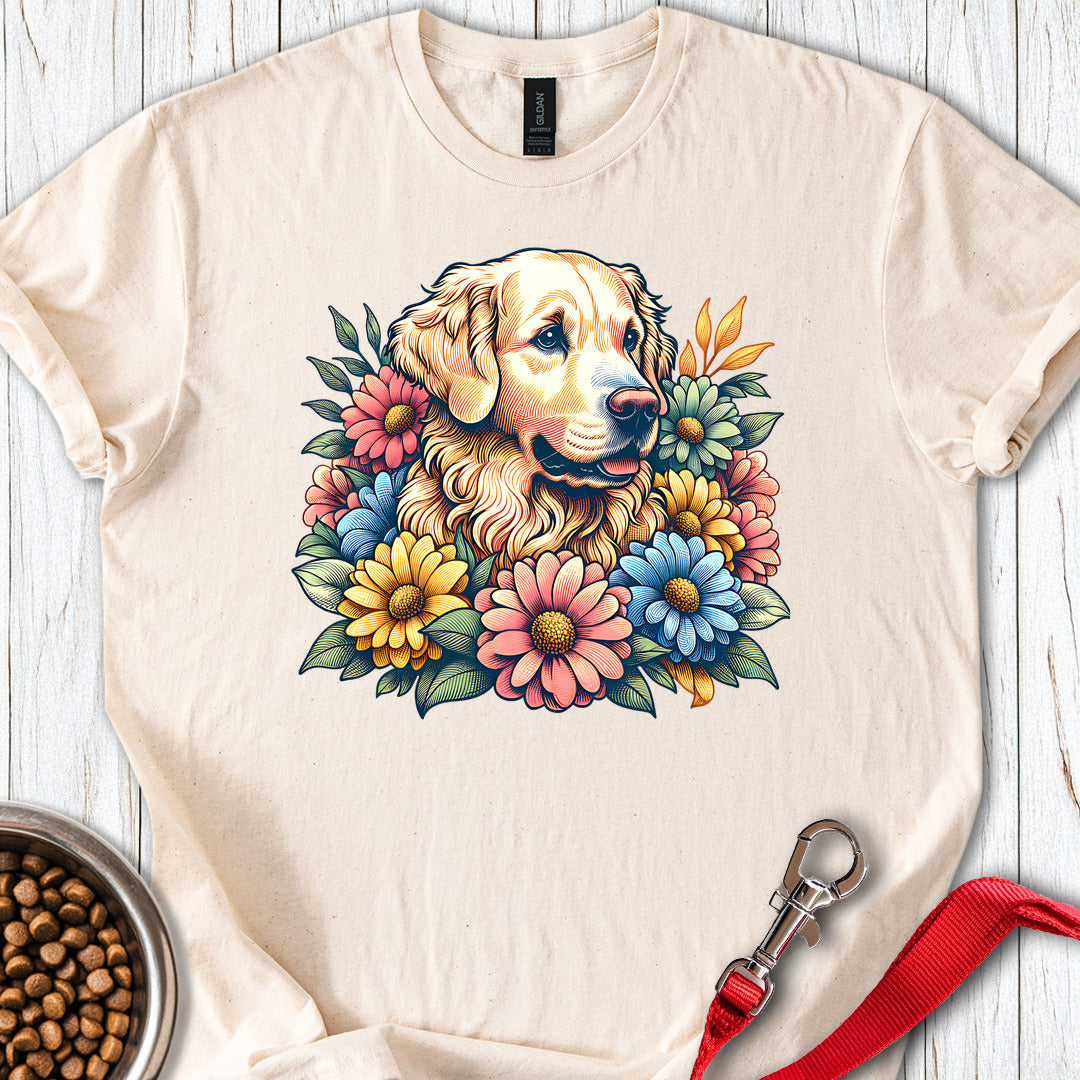 Golden Retriever Flower T Shirt Gift For Dog Lover