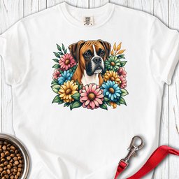 Floral Boxer Premium Tee Gift For Dog Lover