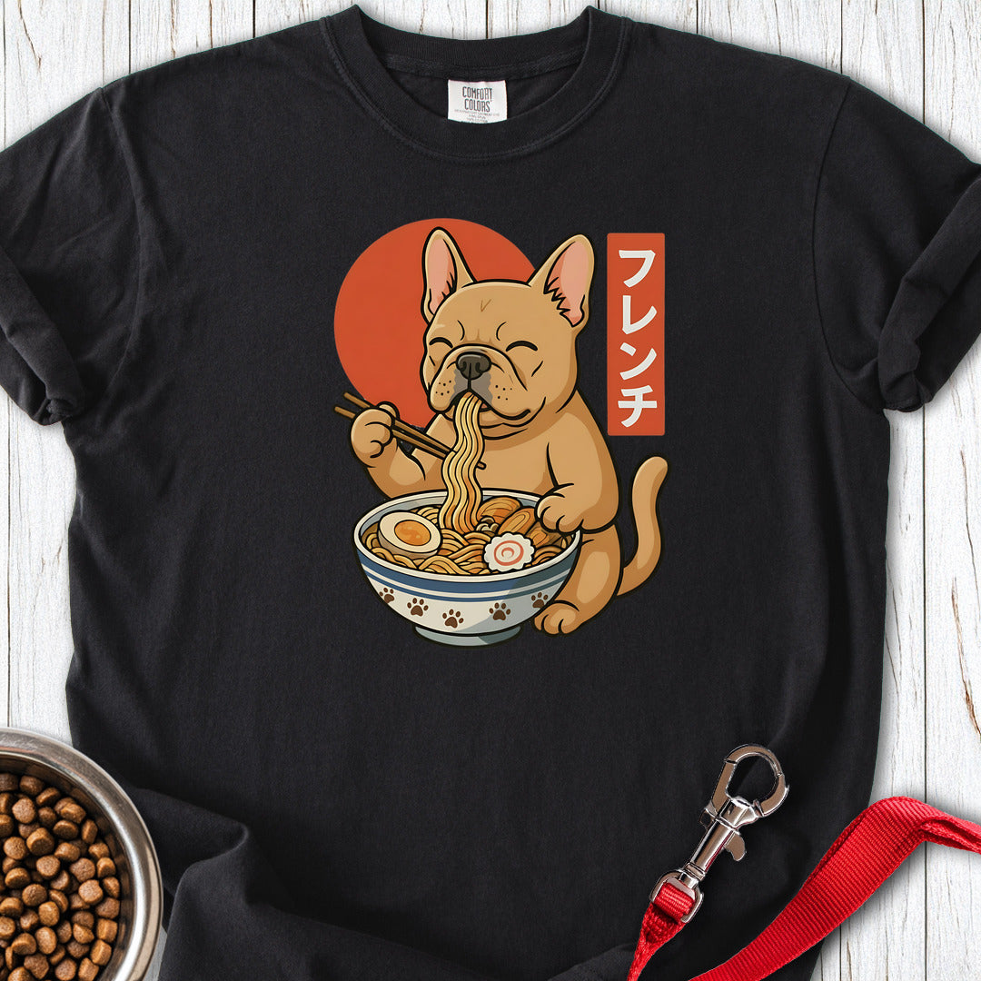 Fawn Frenchie Eating Ramen Premium Tee Gift For Dog Lover