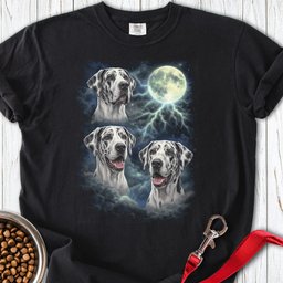 Harlequin Great Dane Moon Retro Premium Tee Gift For Dog Lover