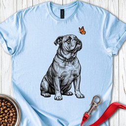 English Bulldog Butterfly T Shirt Gift For Dog Lover