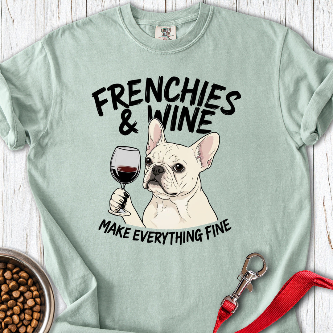 French Bulldog And Wine Premium Tee Gift For Dog Lover