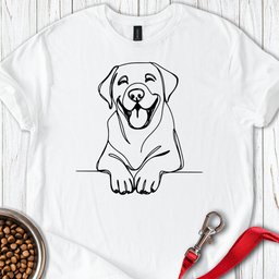 Happy Labrador Line Art T Shirt Gift For Dog Lover