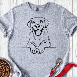 Happy Labrador Line Art T Shirt Gift For Dog Lover