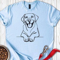 Happy Labrador Line Art T Shirt Gift For Dog Lover