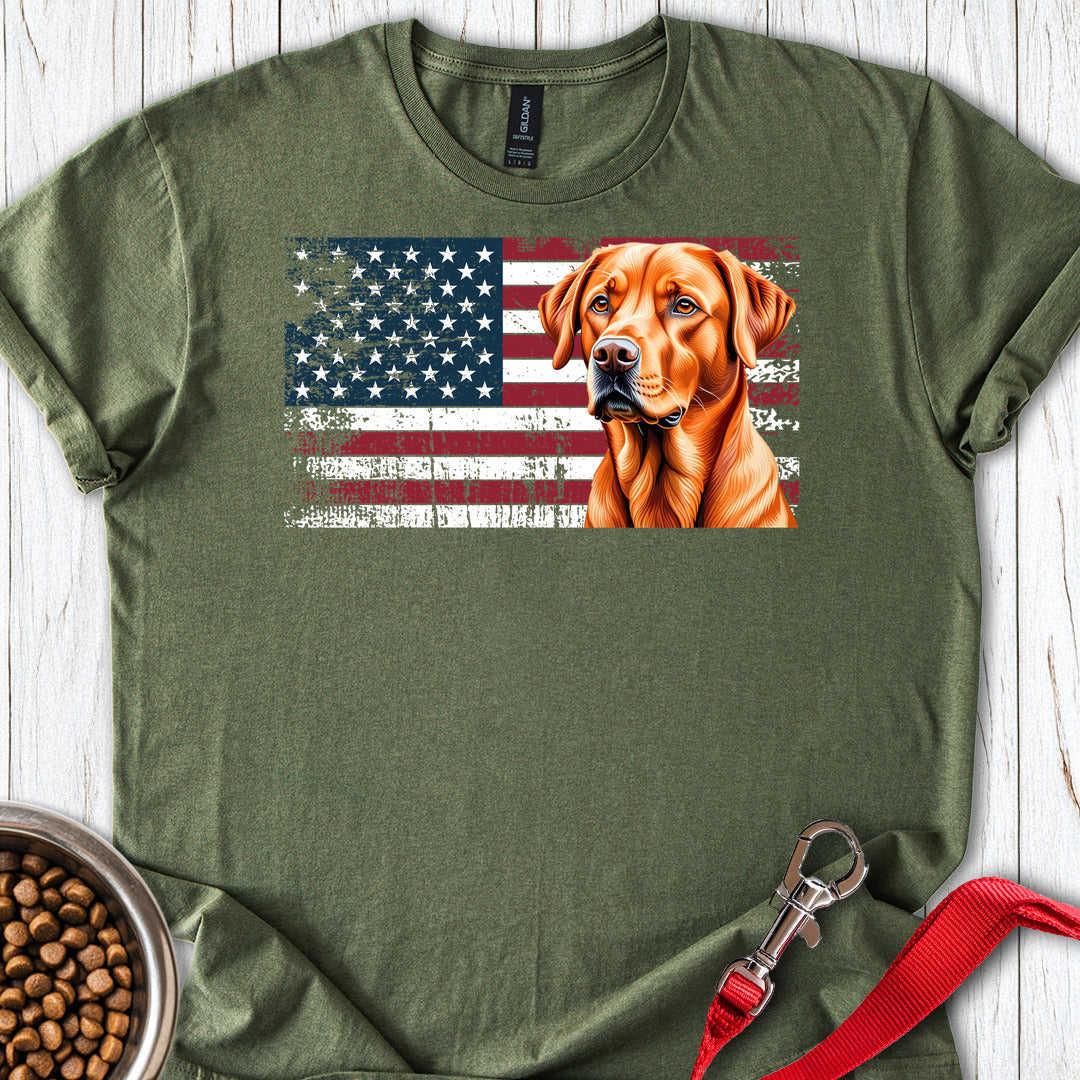 Fox Red Labrador USA Flag T Shirt Gift For Dog Lover