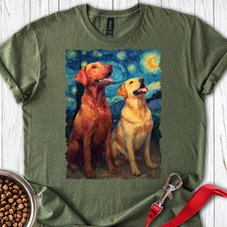 Fox Red And Yellow Labrador Starry Night T Shirt Gift For Dog Lover