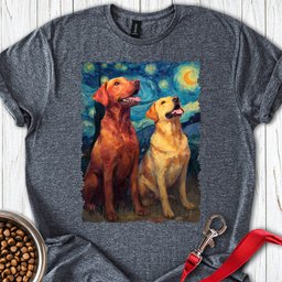 Fox Red And Yellow Labrador Starry Night T Shirt Gift For Dog Lover