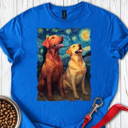 Fox Red And Yellow Labrador Starry Night T Shirt Gift For Dog Lover