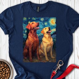 Fox Red And Yellow Labrador Starry Night T Shirt Gift For Dog Lover