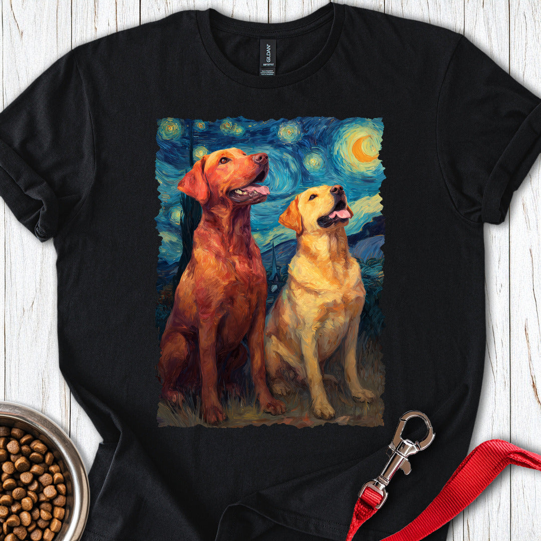 Fox Red And Yellow Labrador Starry Night T Shirt Gift For Dog Lover