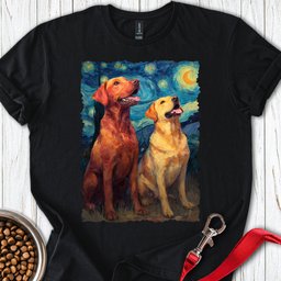 Fox Red And Yellow Labrador Starry Night T Shirt Gift For Dog Lover