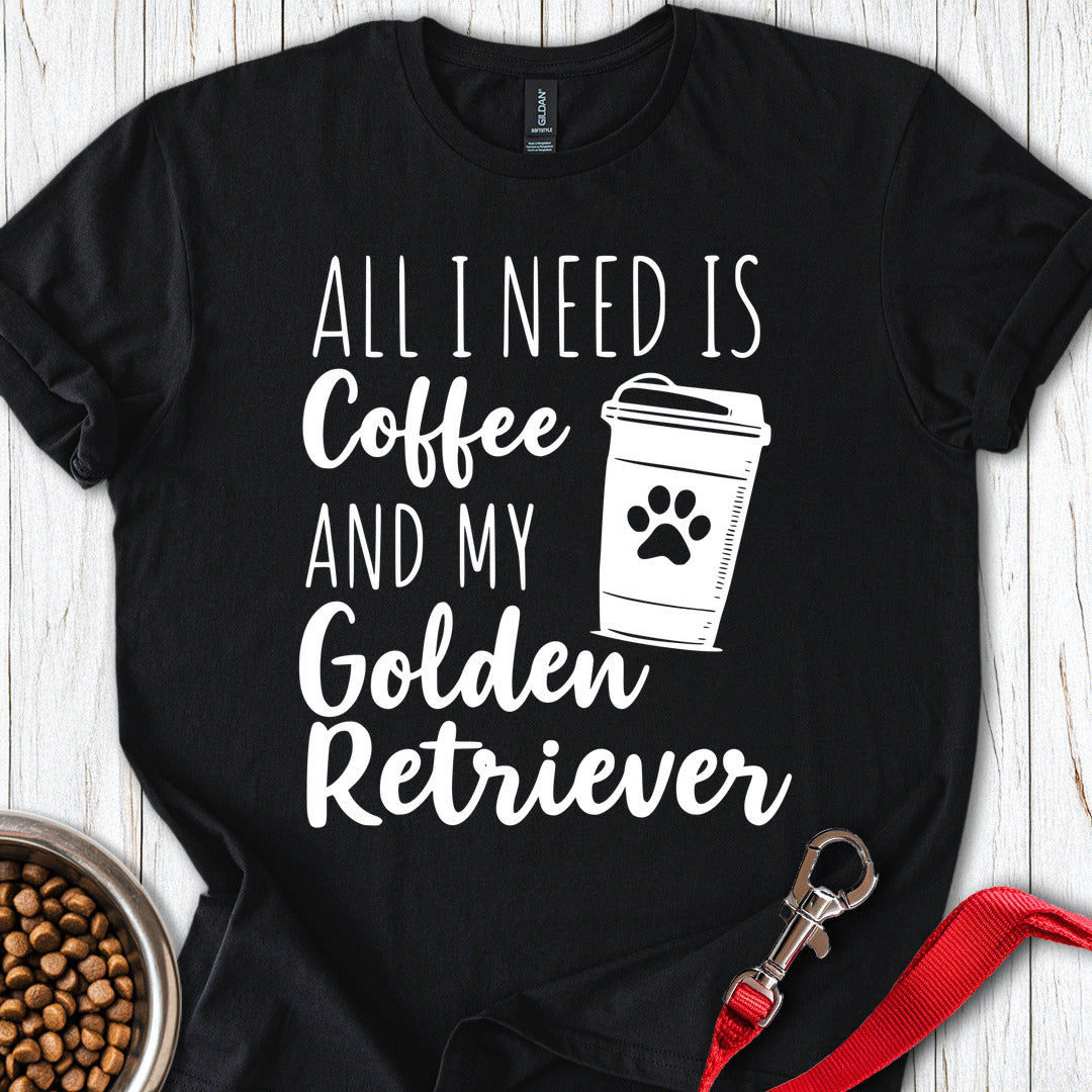 Golden Retriever And Coffee T Shirt Gift For Dog Lover